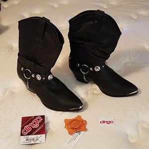 Ladies Dingo black leather slouch boots